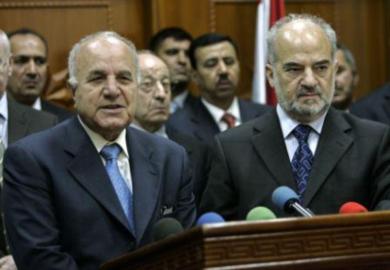 رئيس الوزراء الاردني عدنان بدران مع نظيره العراقي ابراهيم الجعفري