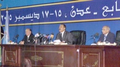 الرئيس علي عبدالله صالح اثناء انعقاد المؤتمر العام السابع للمؤتمر الشعبي