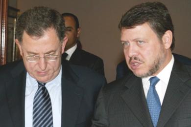 الملك عبدالله الثاني مع رئيس الوزراء اللبناني فؤاد السنيورة 