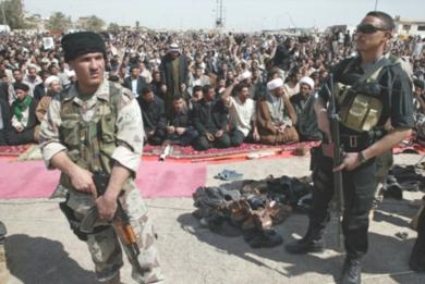 انتشار لقوات الامن العراقي خشية وقوع مصادمات بين المصلين يوم امس