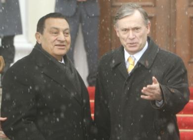 الرئيس الالماني المحافظ هورست كوهلر يتستقبل الرئيس المصري حسني مبارك 