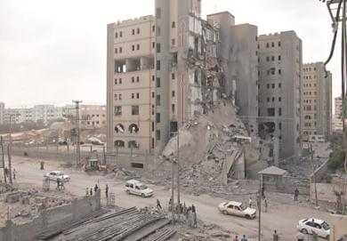 مبنى وزارة الخارجية الفلسطينية بعد تدميره