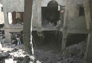 جانب من الدمار الذي الحقه القصف الاسرائيلي في رفح
