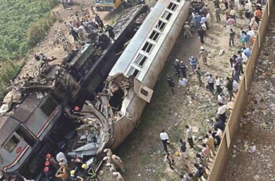 حادث اصطدام بين قطارين شمال القاهرة