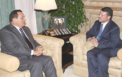 العاهل الاردني الملك عبدالله الثاني والرئيس المصري حسني مبارك