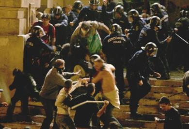 اعمال الشغب مناهضة للحكومة في العاصمة بودابست