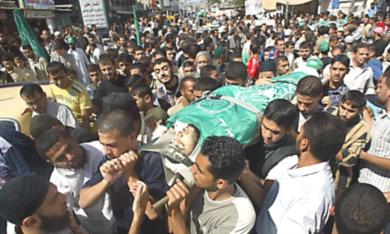 فلسطينيون يشيعون جثمان الشهيد محمد ابو عرار 