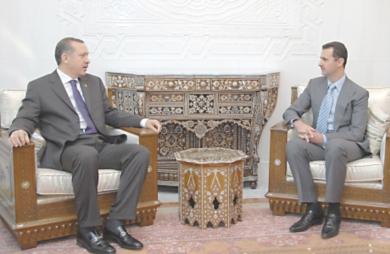 الرئيس السوري بشار الاسد ورئيس وزراء تركيا رجب طيب اردوغان 