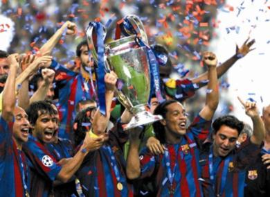 برشلونة الاسباني حامل لقب دوري ابطال اوروبا في الموسم الماضي