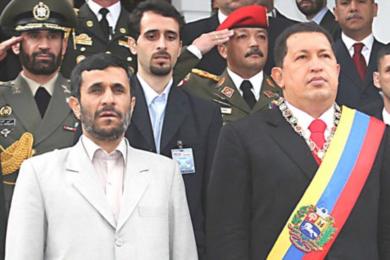 الرئيس الايراني محمود احمدي نجاد مع الرئيس الفنزويلي هوغو شافيز