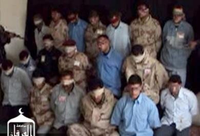 18 عنصرا تابعين لوزارة الداخلية العراقية تحتجزهم احدى الجماعات في العراق