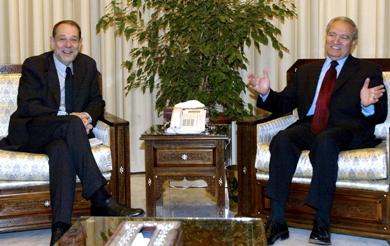 نائب الرئيس السوري فاروق الشرع يستقبل الممثل الاعلى لسياسة الاتحاد الاوروبي الخارجية خافيير سولانا