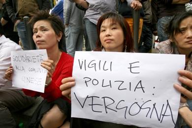 مظاهرات في الحي الصيني في ميلانو