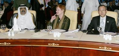 امير قطر الشيخ حمد بن خليفة آل ثاني مع الامي العام للامم المتحدة