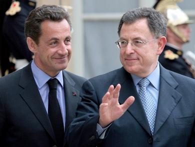 رئيس الوزراء اللبناني فؤاد السنيورة مع الرئيس الفرنسي نيكولا ساكوزي
