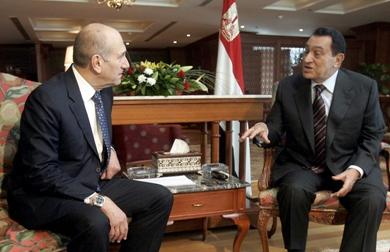 الرئيس المصري حسني مبارك مع رئيس الوزراء الاسرائيلي ايهود اولمرت