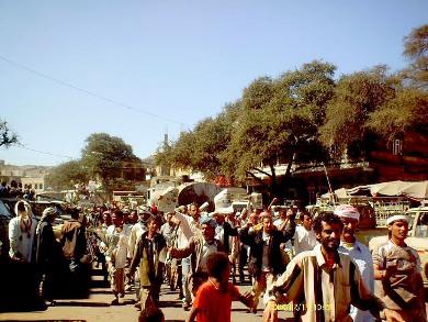المسيرة الاحتجاجية التي جابت الشارع العام بمدينة الضالع أمس