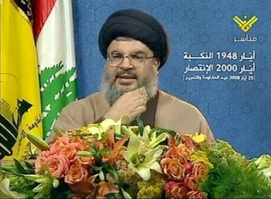 حسن نصر الله أمين عام حركة حزب الله الشيعية اللبنانية
