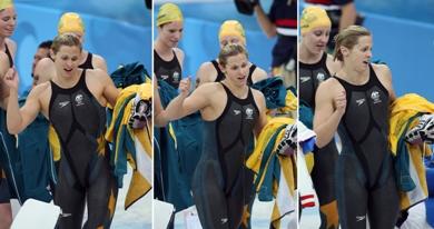 الأستراليات يرقصن فرحا بعد المنافسة الحقيقية لنظيراتهن الأميركيات في أحواض السباحة
