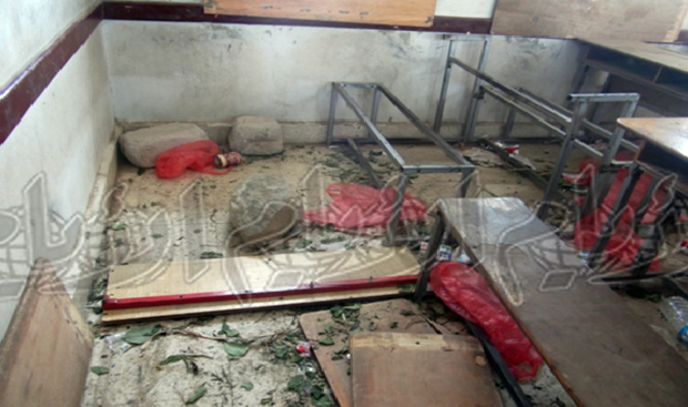إحدى المدارس الابتدائية المتضررة جراء أعمال القصف والاقتحام