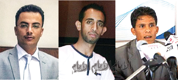 من اليمين : محمود الغابري، وضاح الشامي، نصر الشبيبي