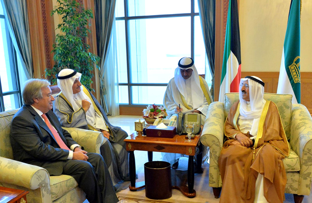 من لقاء أمير الكويت مع أمين عام الأمم المتحدة انتونيو غوتيرس
