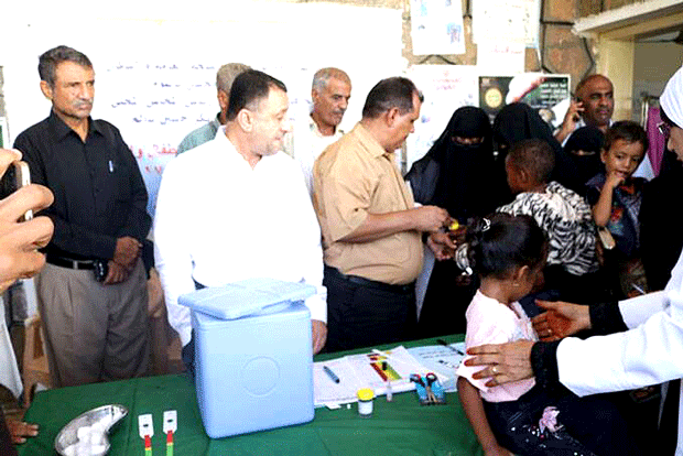 جانب من تدشين حملة التحصين ضد شلل الاطفال بأبين