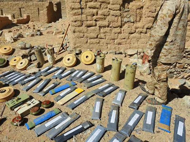 اسلحة تركها الحوثيين في بيحان