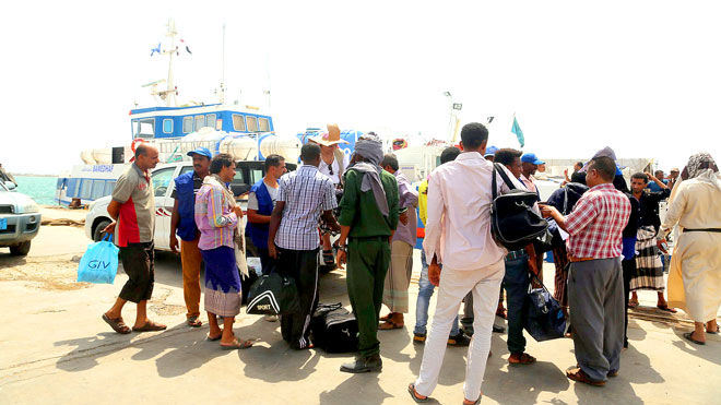مهاجرون إثيوبيون في ميناء عدن