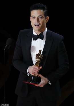 رامي مالك الحائز على جائزة أوسكار لأفضل ممثل عن دوره الإبداعي في فيلم الملحمة البوهيمية
