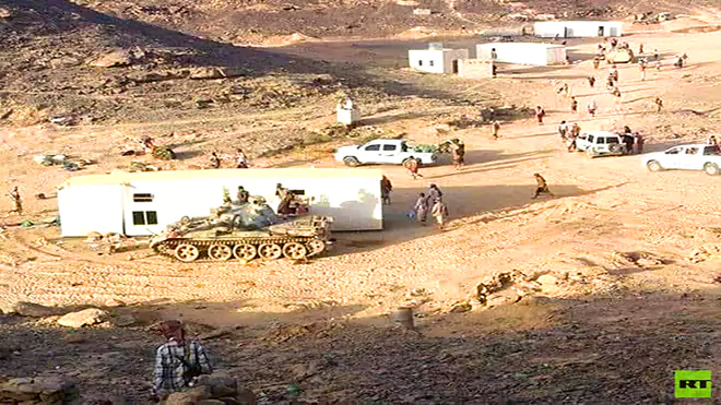 صورة لقوات النخبة الشبوانية بعد سيطرتها على تبة الارسال الاستراتيجية شرق مدينة عتق بمحافظة شبوة