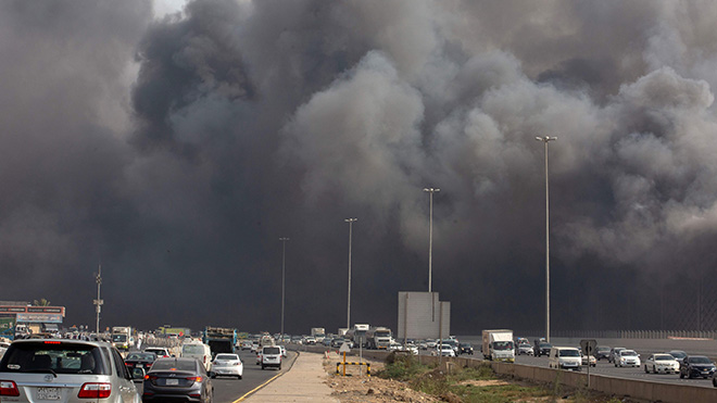 حريق طريق مكة جدة السريع