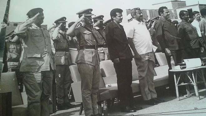 حضور قيادة الدولة الجنوبية لعيد الجيش الجنوبي 1 سبتمبر  1975 في الكلية العسكرية بعدن