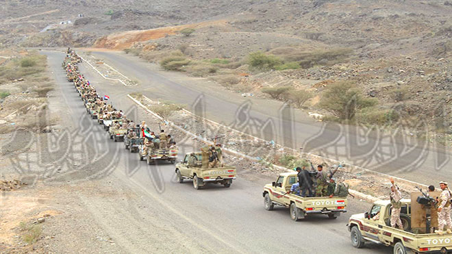 تعزيزات عسكرية من اللواء الخامس دعم وإسناد إلى عدن وأبين
