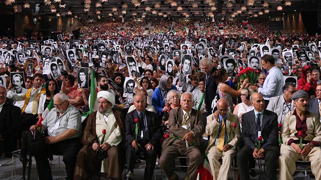 مشهد عام من التجمع السنوي للمجلس الوطني للمقاومة الإيرانية، في فيلبانت قرب باريس في 30 يونيو 2018