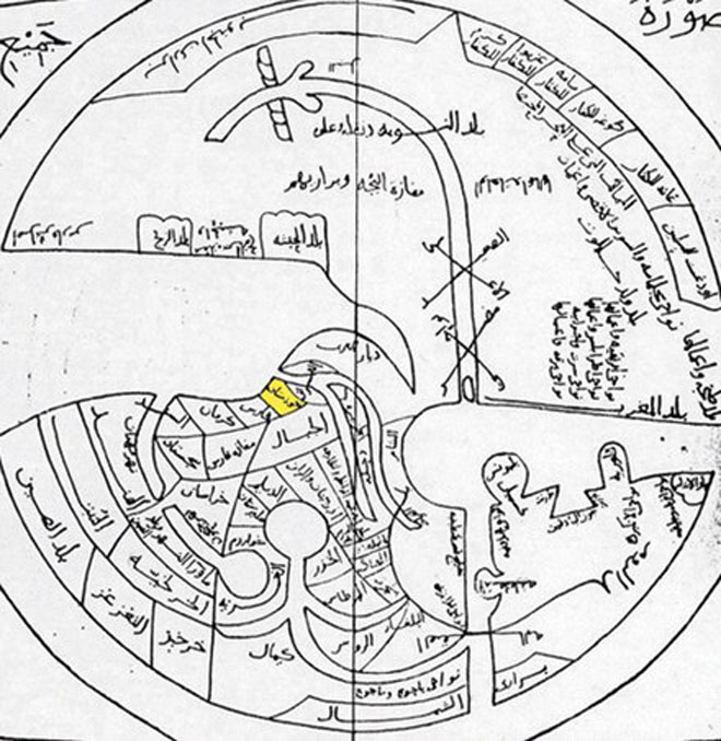 خريطة العالم لابن حوقل رسمها في القرن العاشر