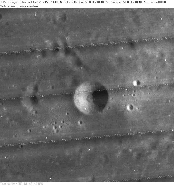 صورة فضائية لفوهة المراكشي على سطح القمر