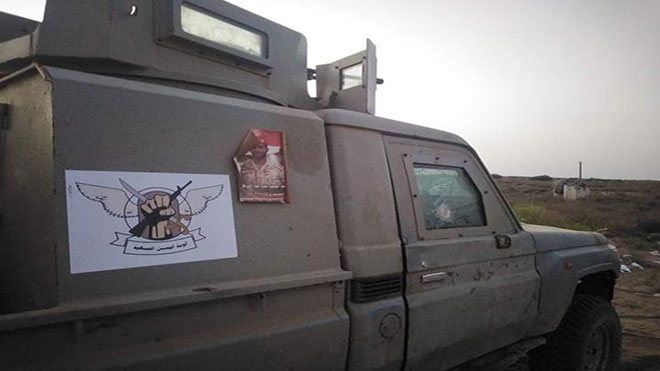 عربة عسكرية لقوات ألوية اليمن السعيد