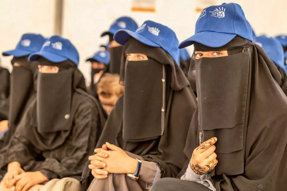 نساء يشاركن في فعالية حملة الستة عشر يوماً التي عقدتها المنظمة الدولية للهجرة العام الماضي في الجفينة _ المنظمة الدولية للهجرة في اليمن 