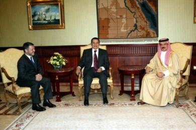 الرئيس حسنى مبارك والملك عبدالله الثانى عاهل الاردن والملك حمد بن عيسى آل خليفة عاهل البحرين