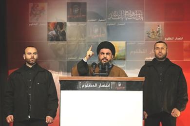 الامين العام لحزب الله حسن نصرالله أثناء القاه كلمته