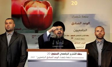 الامين العام لحزب الله حسن نصرالله أثناء القاه كلمته