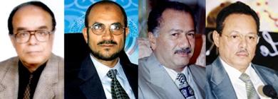 من اليمين علي ناصر محمد و عبدالله غانم و د.محمد السعدي و أبوبكر باذيب من اليمين علي ناصر محمد و عبدالله غانم و د.محمد السعدي و أبوبكر باذيب