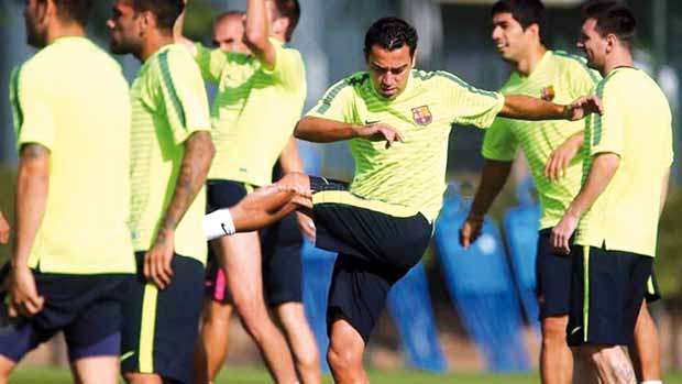 جانب من تمرينات فريق برشلونة جانب من تمرينات فريق برشلونة