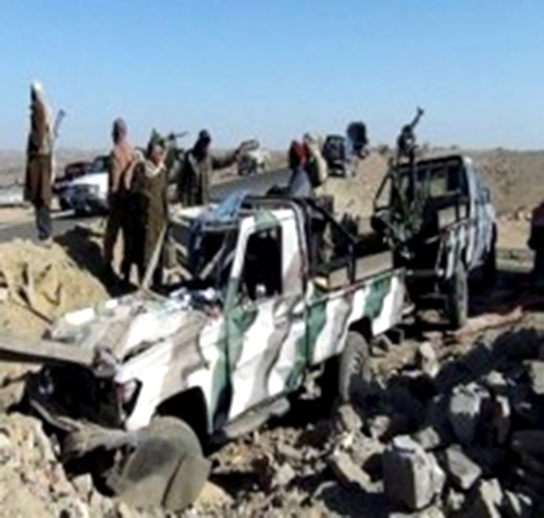 تفجير طقم عسكري بالمحفد - صورة أرشيفية تفجير طقم عسكري بالمحفد - صورة أرشيفية