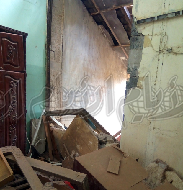 انهيار لجدار إحدى الغرف انهيار لجدار إحدى الغرف
