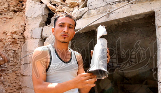 قذيفة هاون سقطت على منزل احد المواطنين قذيفة هاون سقطت على منزل احد المواطنين