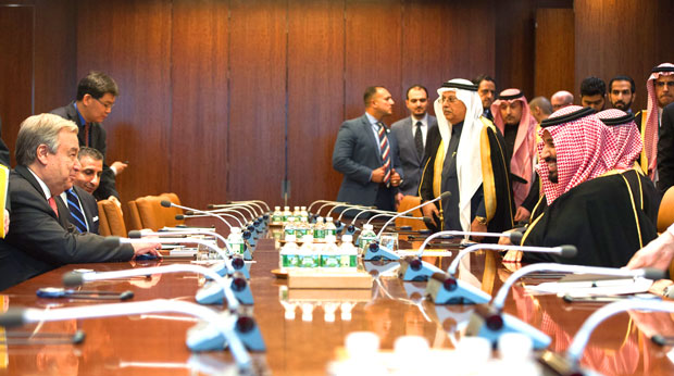 أنطونيو غوتيريش خلال الاجتماع مع بن سلمان أنطونيو غوتيريش خلال الاجتماع مع بن سلمان