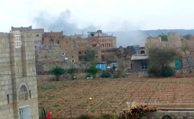 صورة للغارة على مليشيات الحوثي بالبيضاء