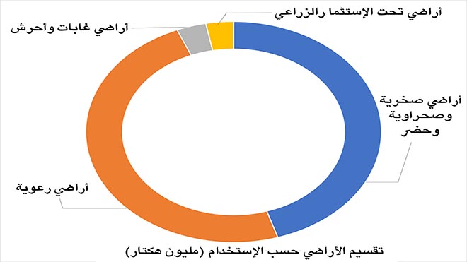 تقسيم الأراضي؛ حسب الاستخدام: المصدر وزارة الزراعة والري التقرير السنوي 2019 تقسيم الأراضي؛ حسب الاستخدام: المصدر وزارة الزراعة والري التقرير السنوي 2019